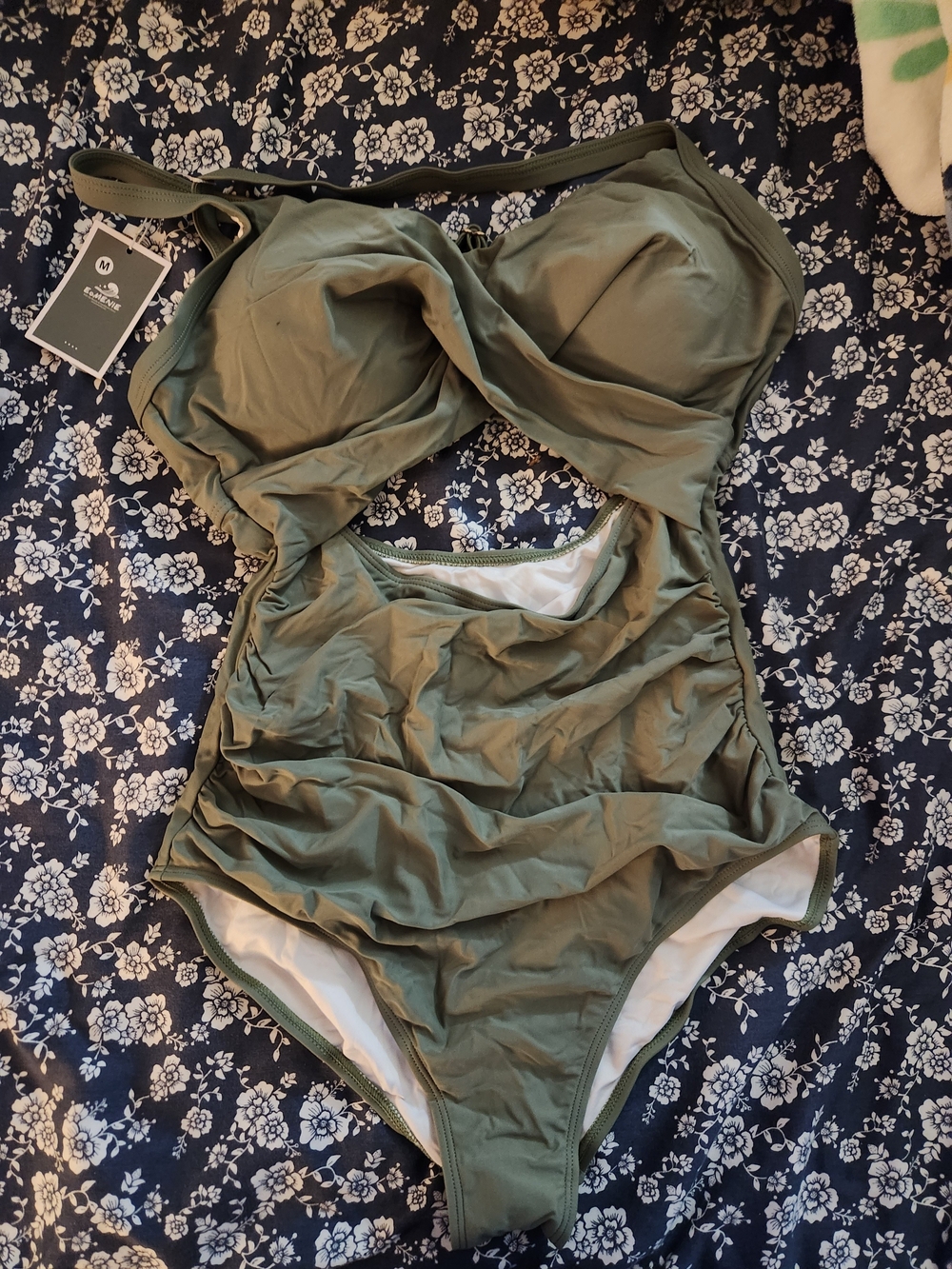 Nwt! Eomenie Women's One Piece Olive Green Swimsuit - M